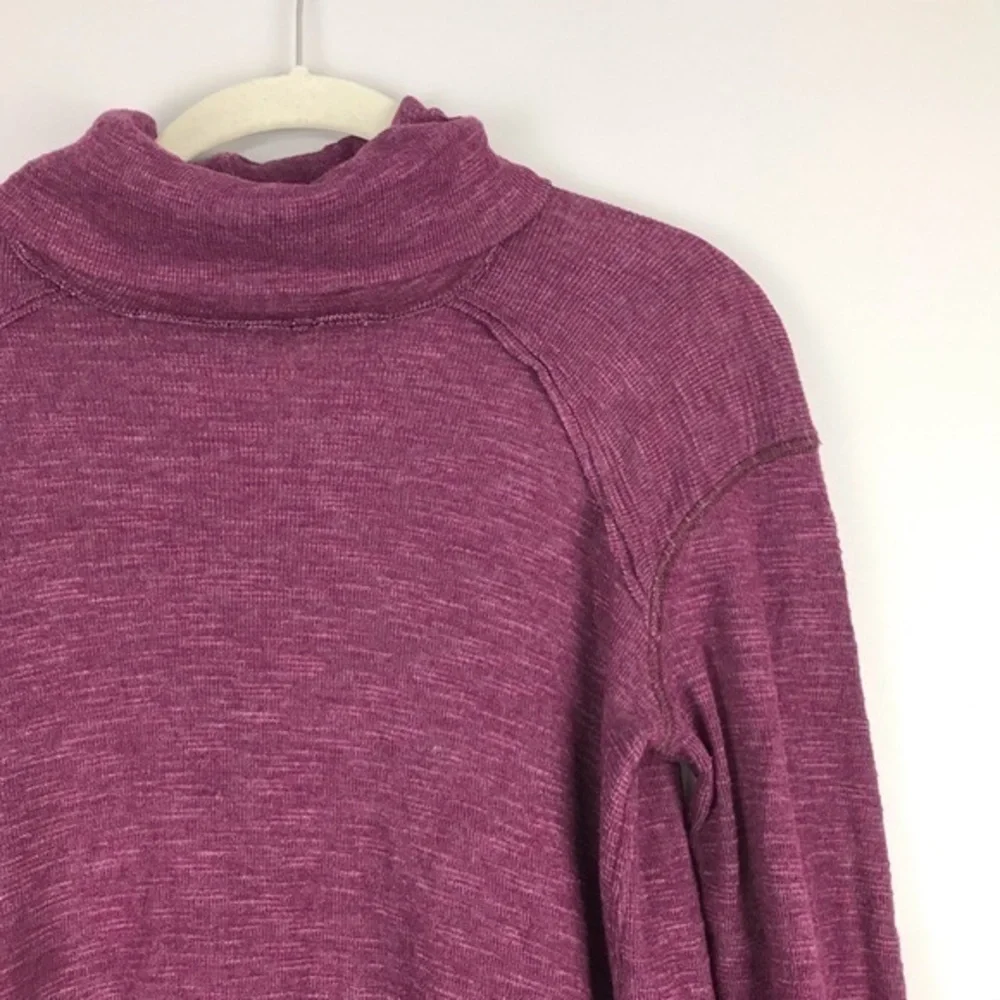 Free People Split Back Turtleneck Oversized Top‎ Berry S